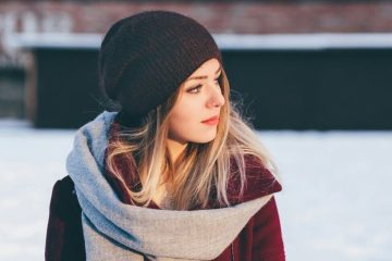 Model wearing coat and cap for winter fashion